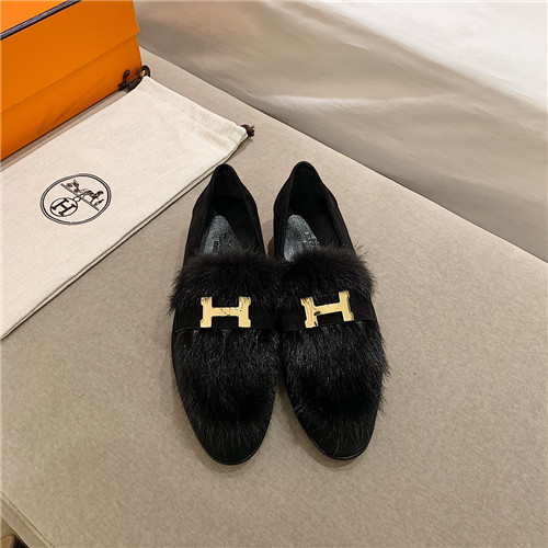 Best Replica hermes sheepskin mink loafers - Colareps