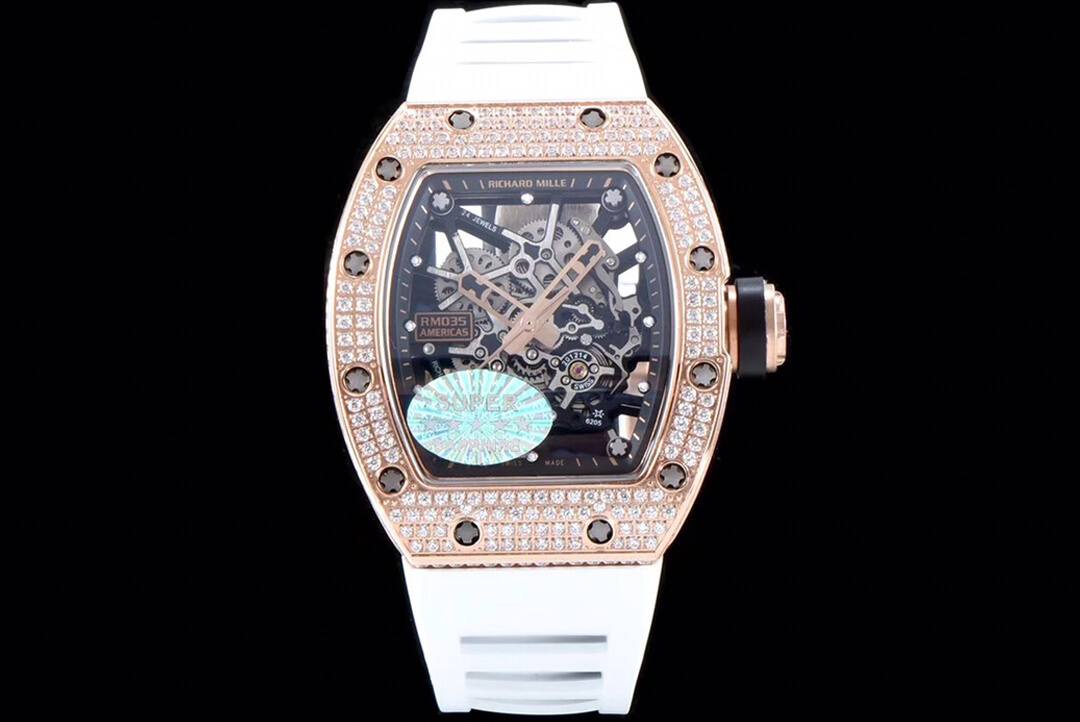 Richard Mille Replica RM035 Americas 1:1 Best Edition KV Factory Rose Gold D1am0nd Case