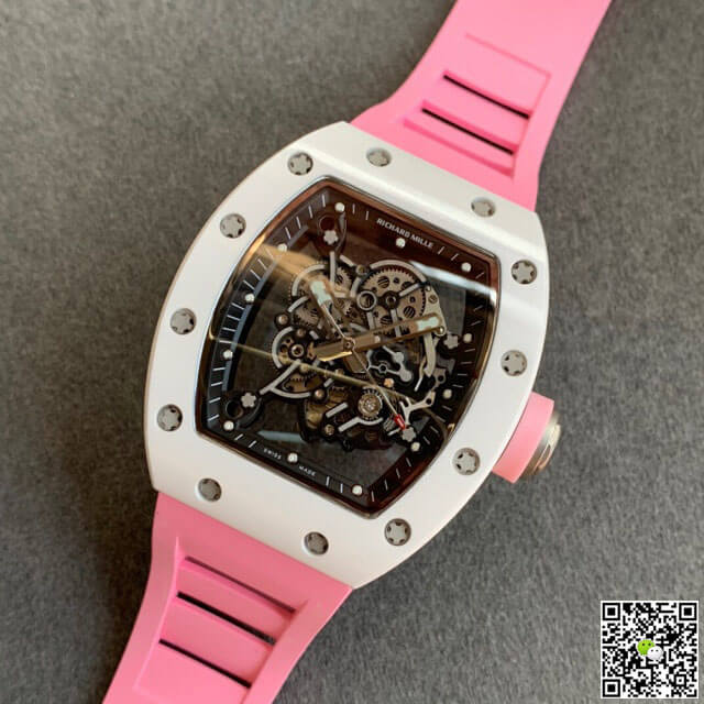 Replica Richard Mille RM055 1:1 Best Edition KV Factory V2 Ceramic Pink Strap
