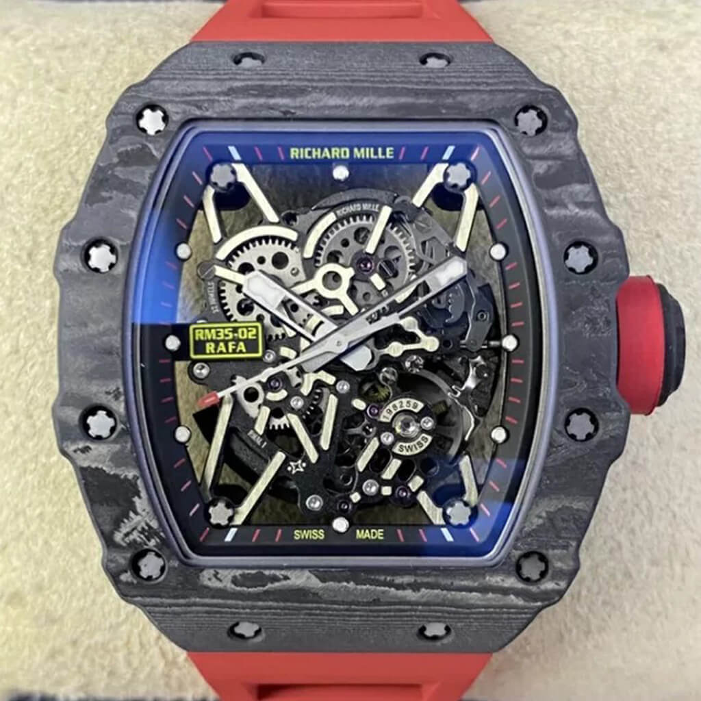 Best Replica Richard Mille Replica RM35-02 1:1 Best Edition T+ Factory Carbon Fiber Skeleton Dial - Colareps