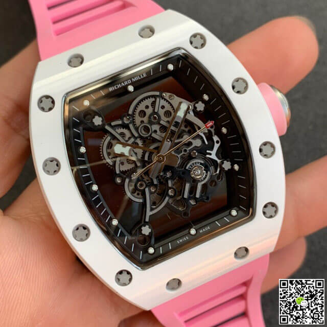 Replica Richard Mille RM055 1:1 Best Edition KV Factory V2 Ceramic Pink Strap