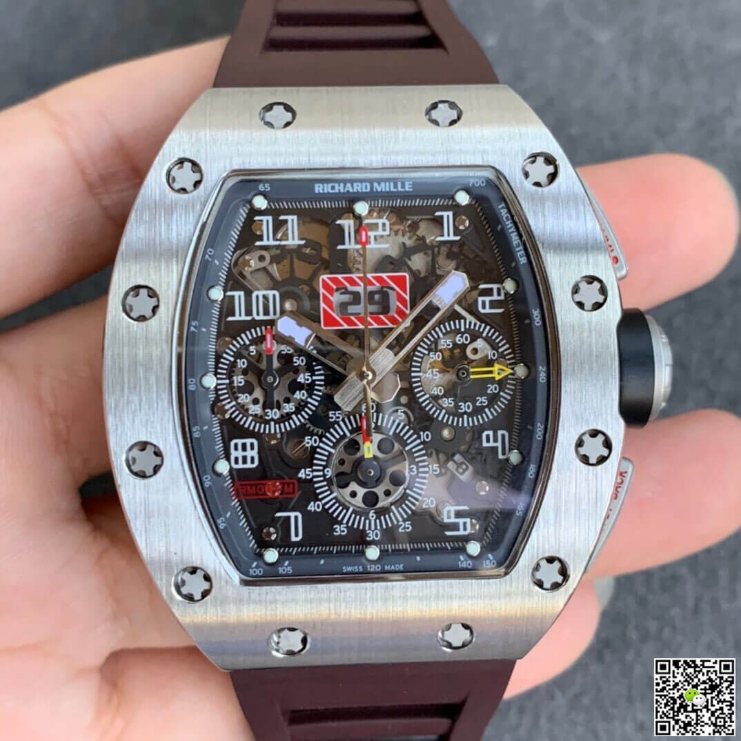 Best Replica Replica Richard Mille RM11 1:1 Best Edition KV Factory Titanium Brown Strap - Colareps
