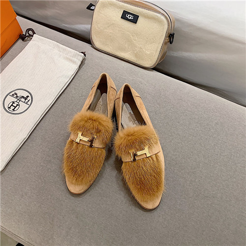 Best Replica hermes sheepskin mink loafers - Colareps