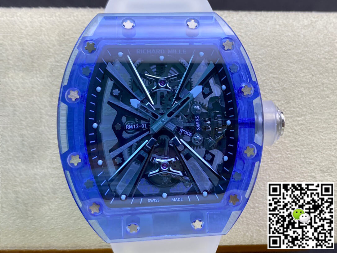 Best Replica Replica Richard Mille RM12-01 1:1 Best Edition RM Factory Tourbillon Sapphire Clear Version - Colareps