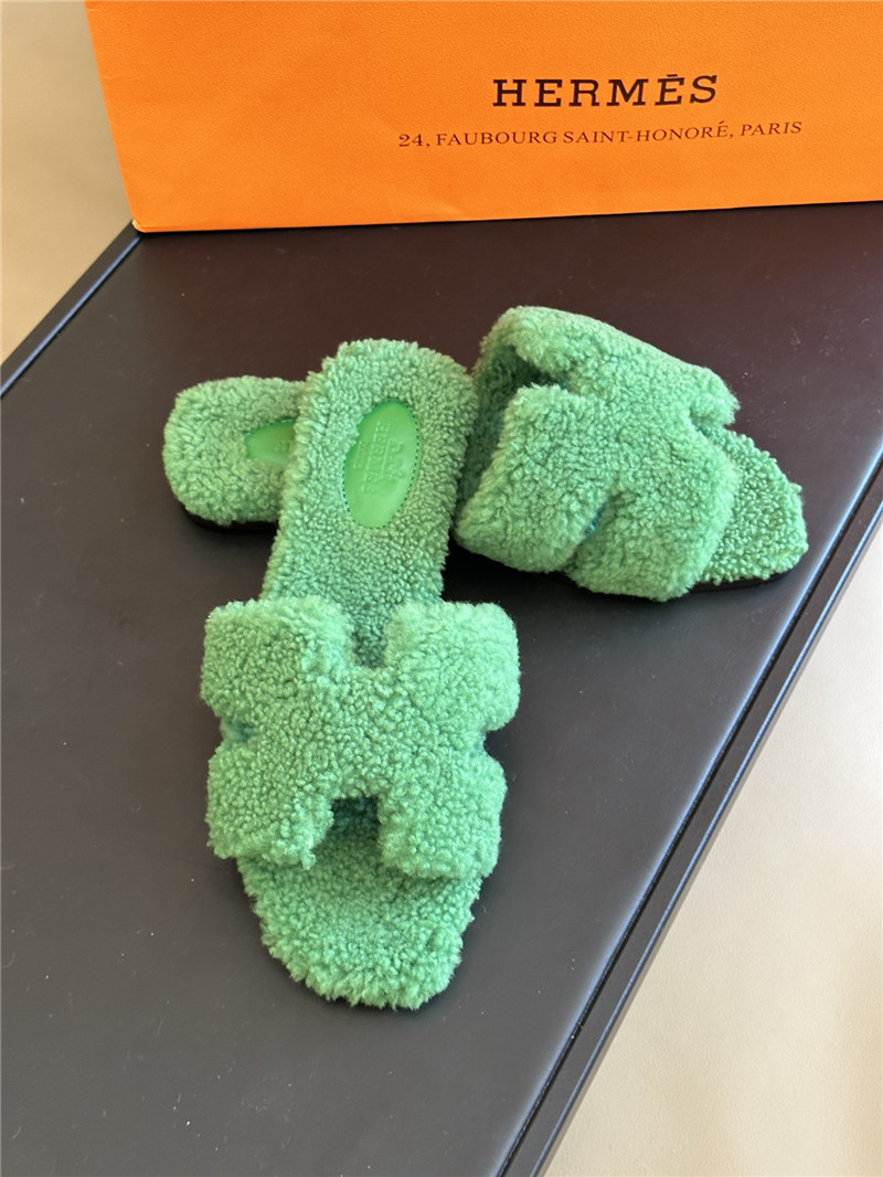Best Replica Hermès fur roll cake hair H slippers - Colareps