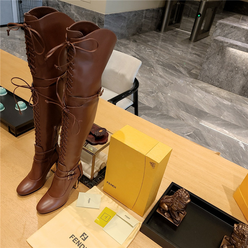 Best Replica fendi knee high lace up boots - Colareps
