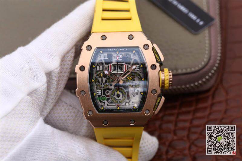 Best Replica Replica Richard Mille RM11-03 KV Factory 1:1 Best Edition Swiss ETA7750 Yellow Strap - Colareps