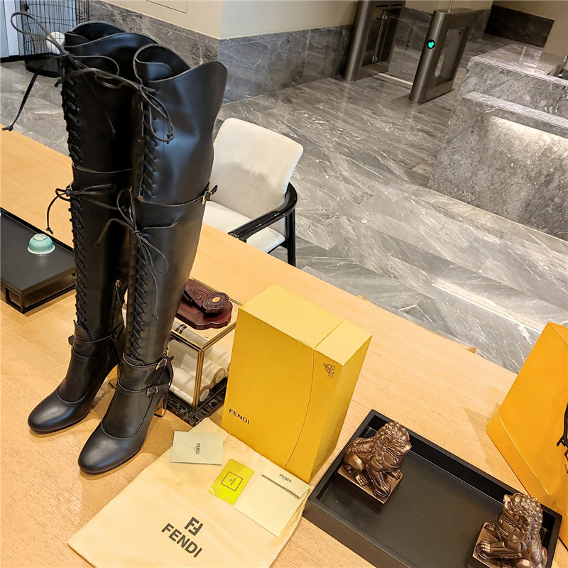 Best Replica fendi knee high lace up boots - Colareps