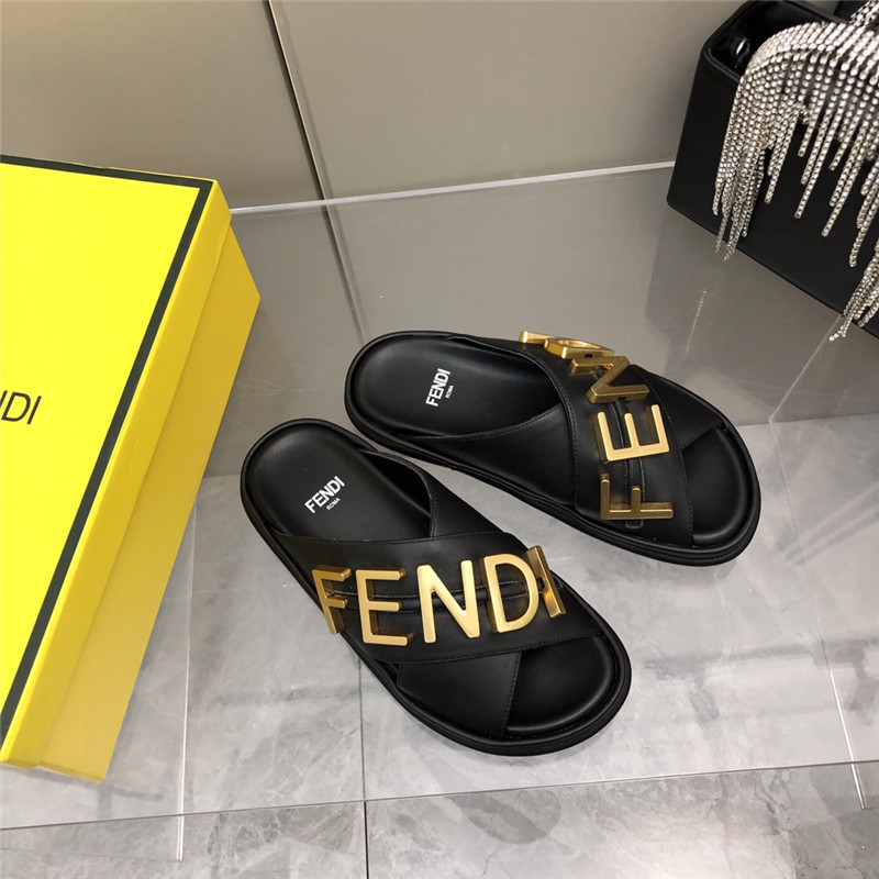 Best Replica fendi metal logo slides - Colareps