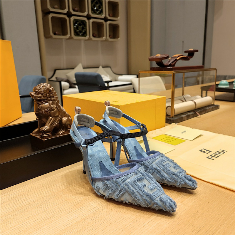 Best Replica fendi flocked embroidered pointed toe sandals - Colareps