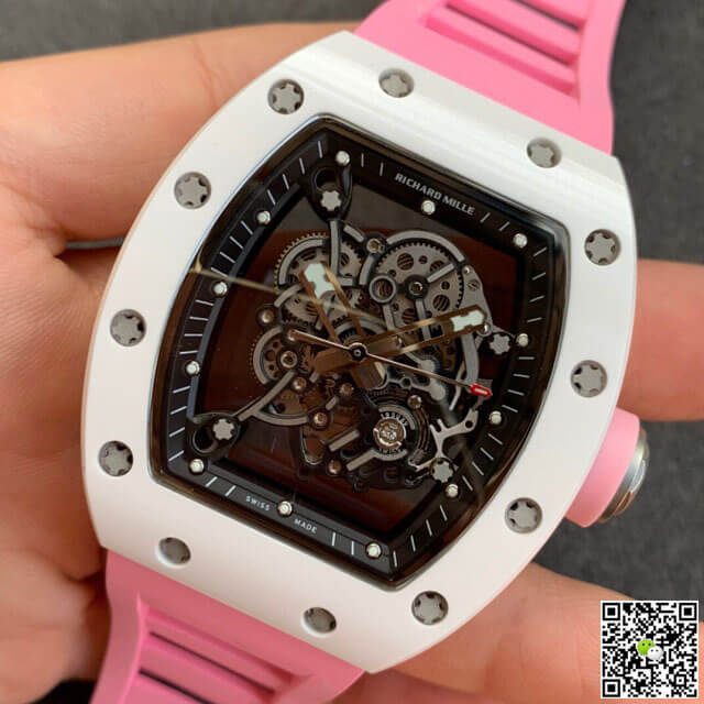 Replica Richard Mille RM055 1:1 Best Edition KV Factory V2 Ceramic Pink Strap