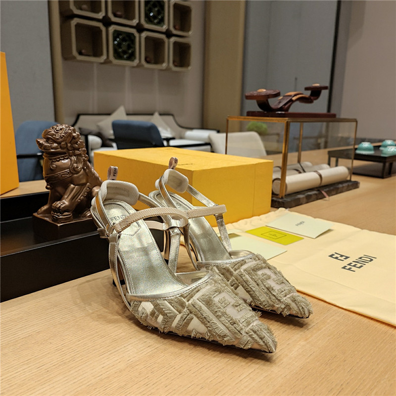 Best Replica fendi flocked embroidered pointed toe sandals - Colareps