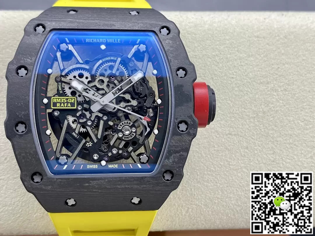 Best Replica Richard Mille Replica RM35-02 1:1 Best Edition T+ Factory NTPT Carbon Fiber Yellow Strap - Colareps
