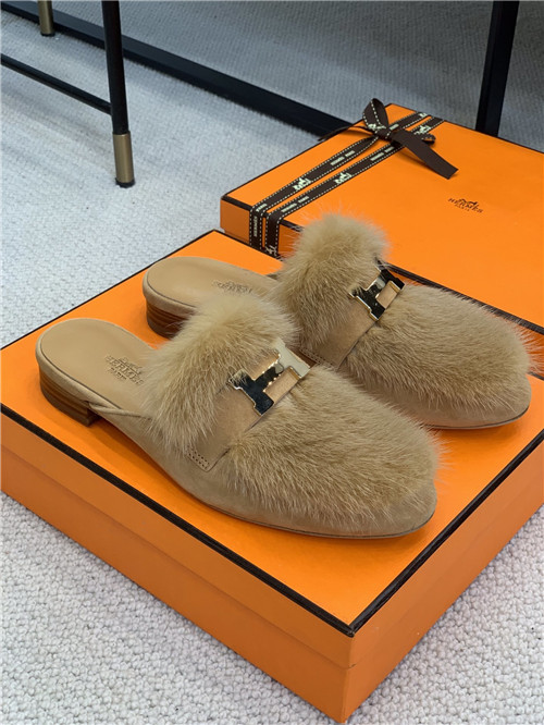 Best Replica hermes mink loafers slippers - Colareps