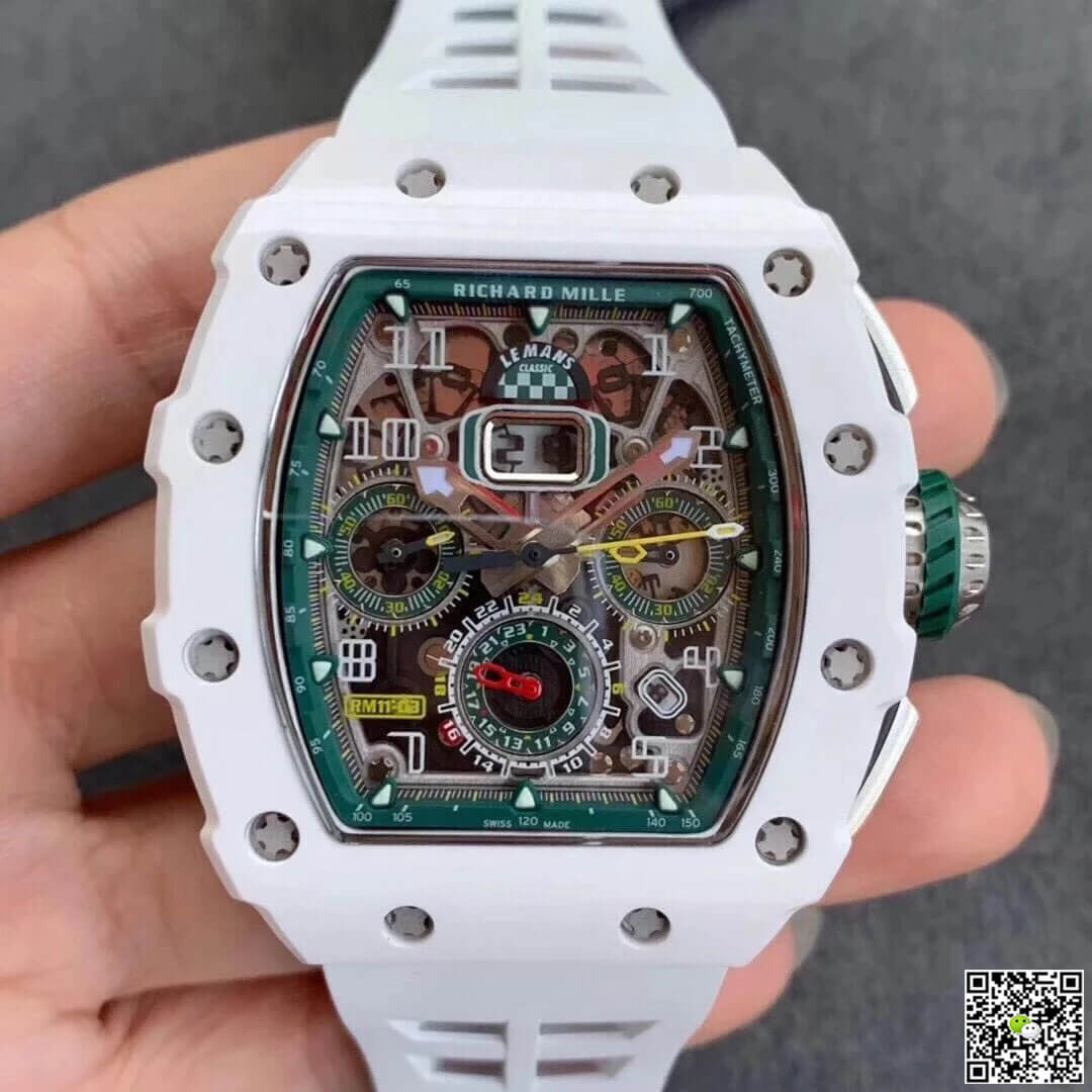Best Replica Replica Richard Mille RM011-03 1:1 Best Edition KV Factory White Strap - Colareps