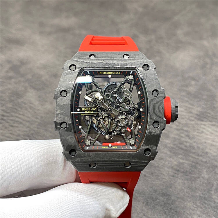 Best Replica Replica Richard Mille RM35-02 1:1 Best Edition KV Factory Carbon Fiber Red Strap - Colareps