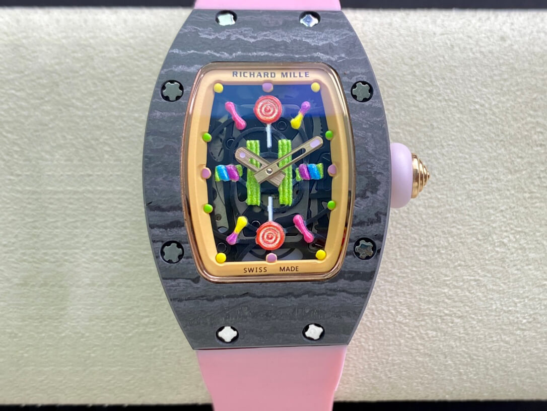 Best Replica Richard Mille Replica RM-07 Bon Bon 1:1 Best Edition RM Factory Pink Strap - Colareps