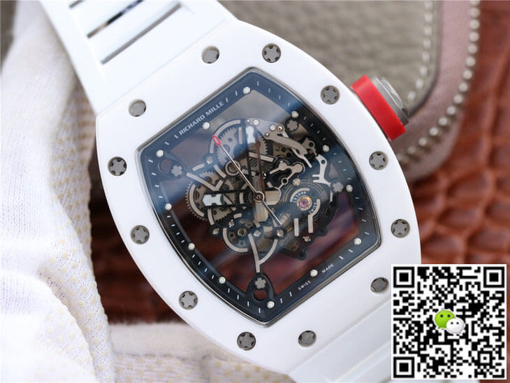 Replica Richard Mille RM055 1:1 Best Edition KV Factory Ceramic White Rubber Strap