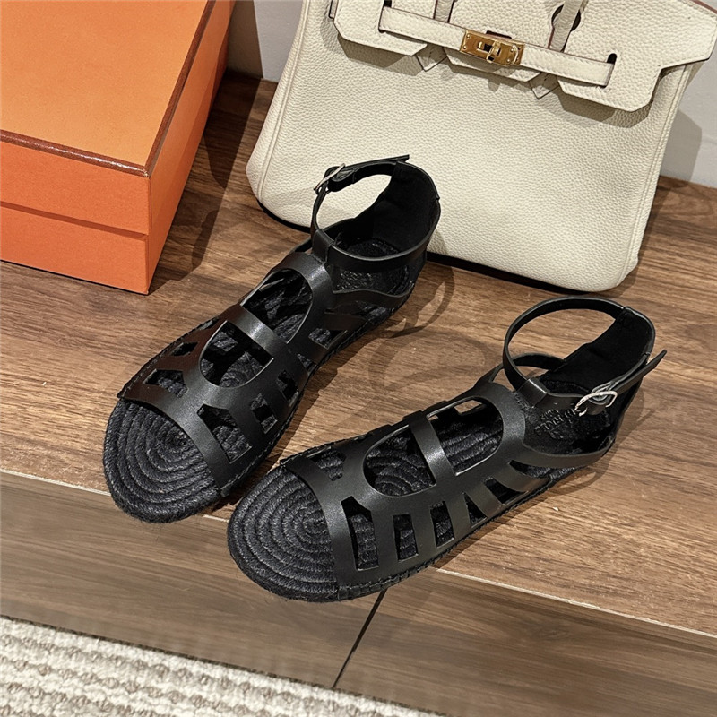 Best Replica Hermès cutout pig nose espadrille sandals - Colareps