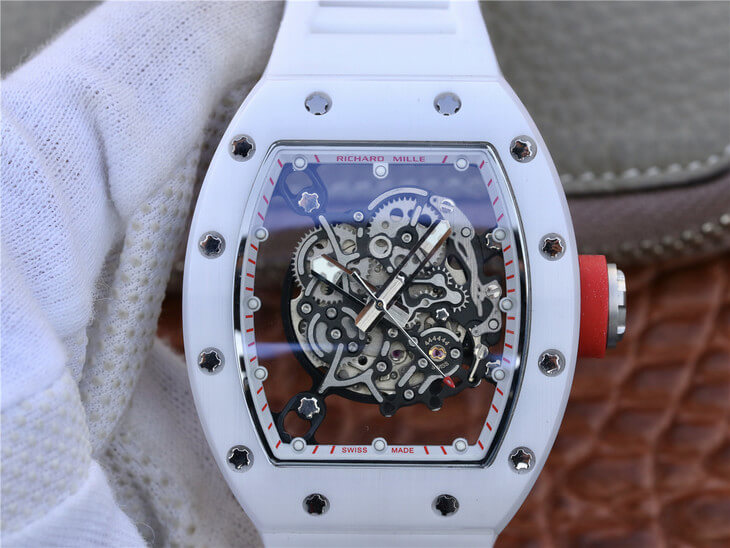 Replica Richard Mille RM055 1:1 Best Edition KV Factory White Rubber Strap