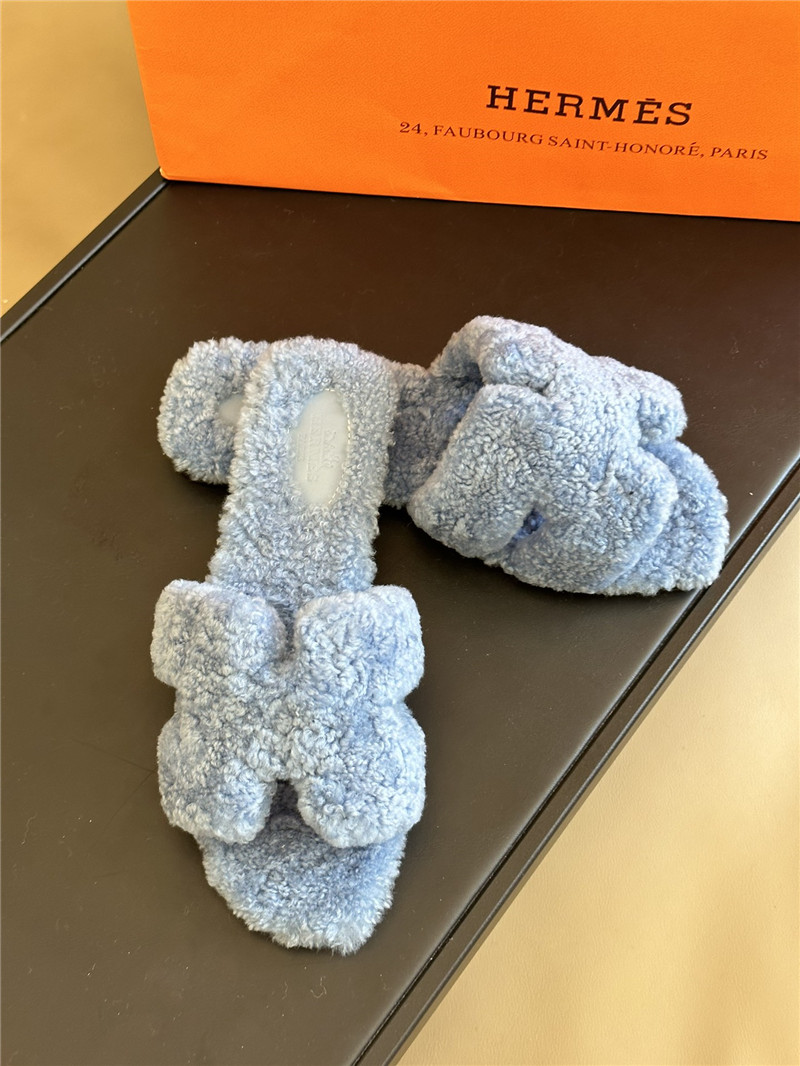 Best Replica Hermès fur roll cake hair H slippers - Colareps