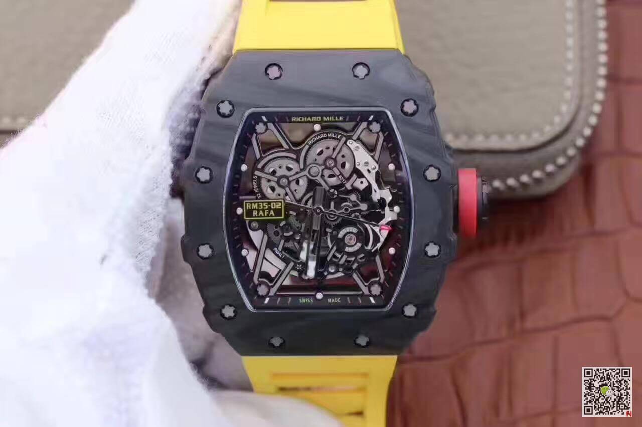 Best Replica Replica Richard Mille RM35-02 KV Factory 1:1 Best Edition Swiss ETA8215 Yellow Rubber Strap - Colareps