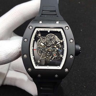 Replica Richard Mille RM055 KV Factory 1:1 Best Edition Swiss ETA8215 Black Rubber Strap