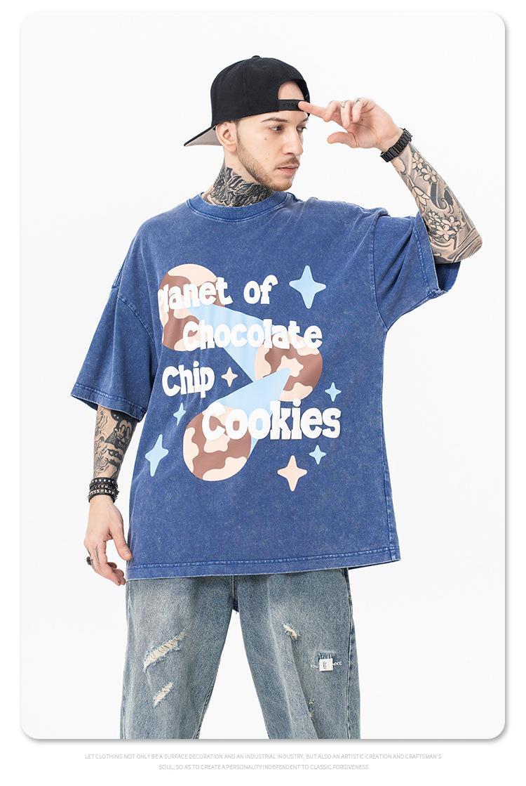 Best Replica Cartoon Planet Washed Old Letter Print T-shirt 3 Colors - Colareps