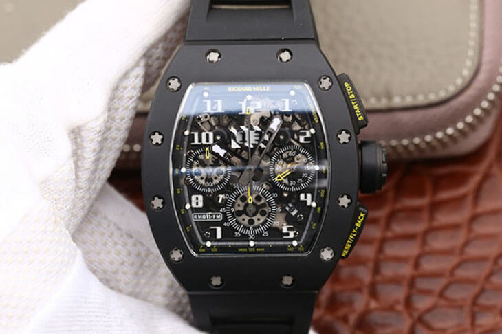 Replica Richard Mille RM-011 1:1 Best Edition KV Factory Black Strap