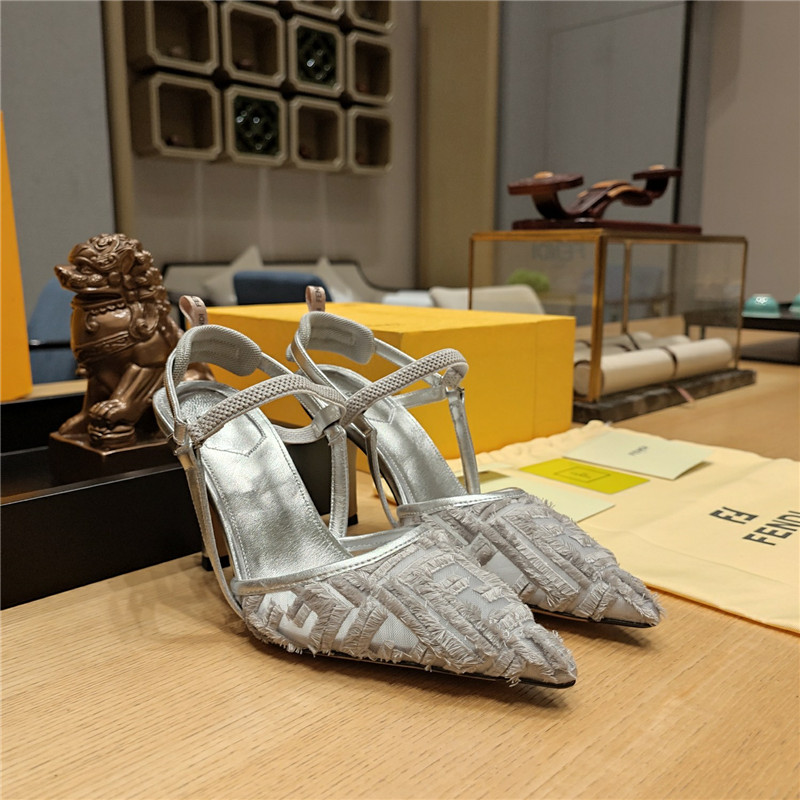 Best Replica fendi flocked embroidered pointed toe sandals - Colareps