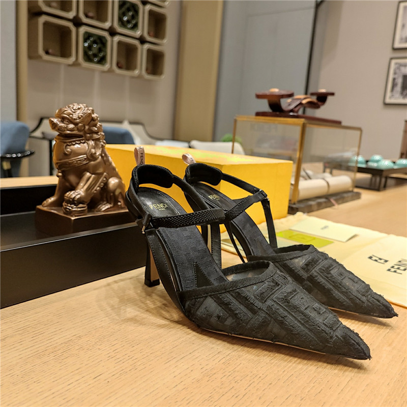 Best Replica fendi flocked embroidered pointed toe sandals - Colareps