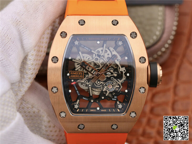 Best Replica Replica Richard Mille RM035 Americas KV Factory 1:1 Best Edition Orange Strap - Colareps