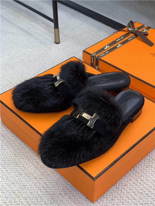 Best Replica hermes mink loafers slippers - Colareps