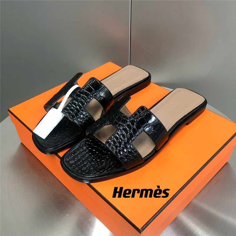 Best Replica hermes oran crocodile slippers - Colareps