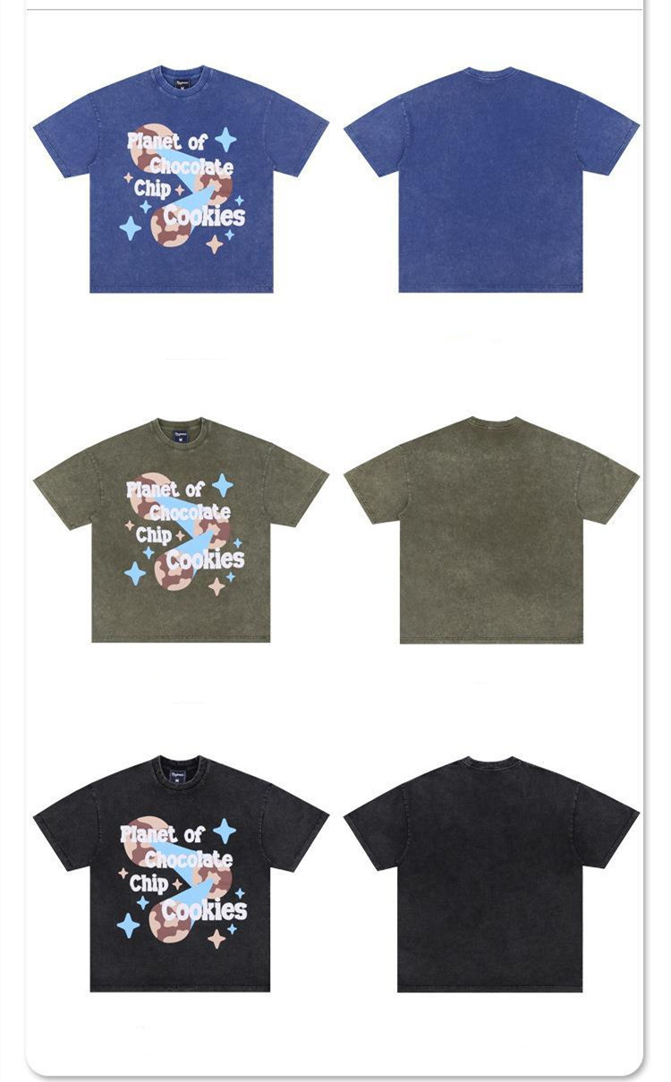 Best Replica Cartoon Planet Washed Old Letter Print T-shirt 3 Colors - Colareps