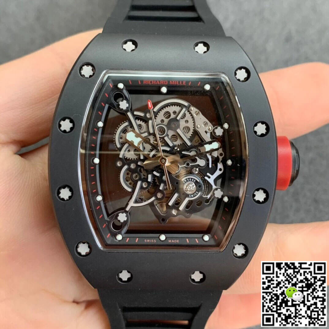 Best Replica Replica Richard Mille RM055 1:1 Best Edition KV Factory V2 Ceramic Black Strap - Colareps