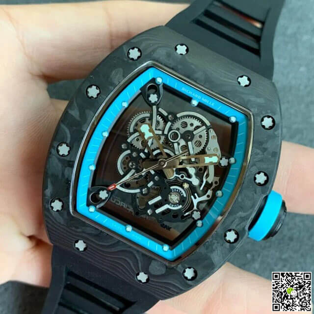 Replica Richard Mille RM055 1:1 Best Edition KV Factory V2 Carbon Fiber Skeleton Dial