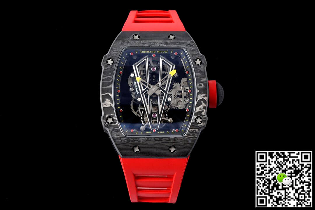 Best Replica Replica Richard Mille RM27-03 Rafael Nadal Tourbillon 1:1 Best Edition RM Factory Red Rubber Strap - Colareps