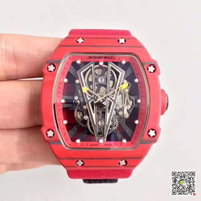 Best Replica Replica Richard Mille RM27-03 KV Factory 1:1 Best Edition Swiss ETA9015 Red Forged Carbon - Colareps