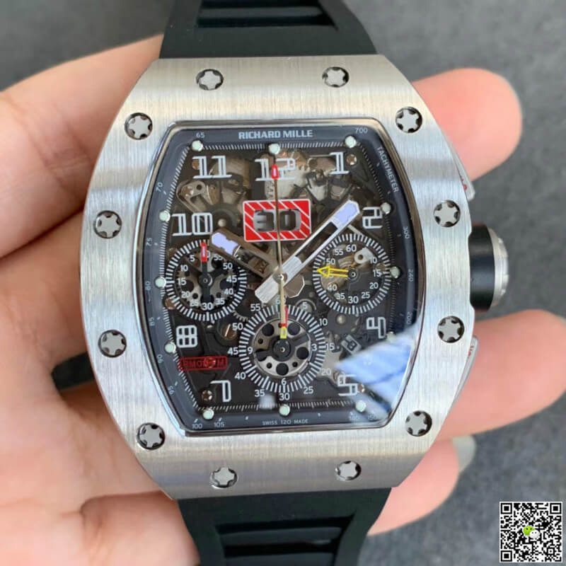 Replica Richard Mille RM011 1:1 Best Edition KV Factory Black Rubber Strap