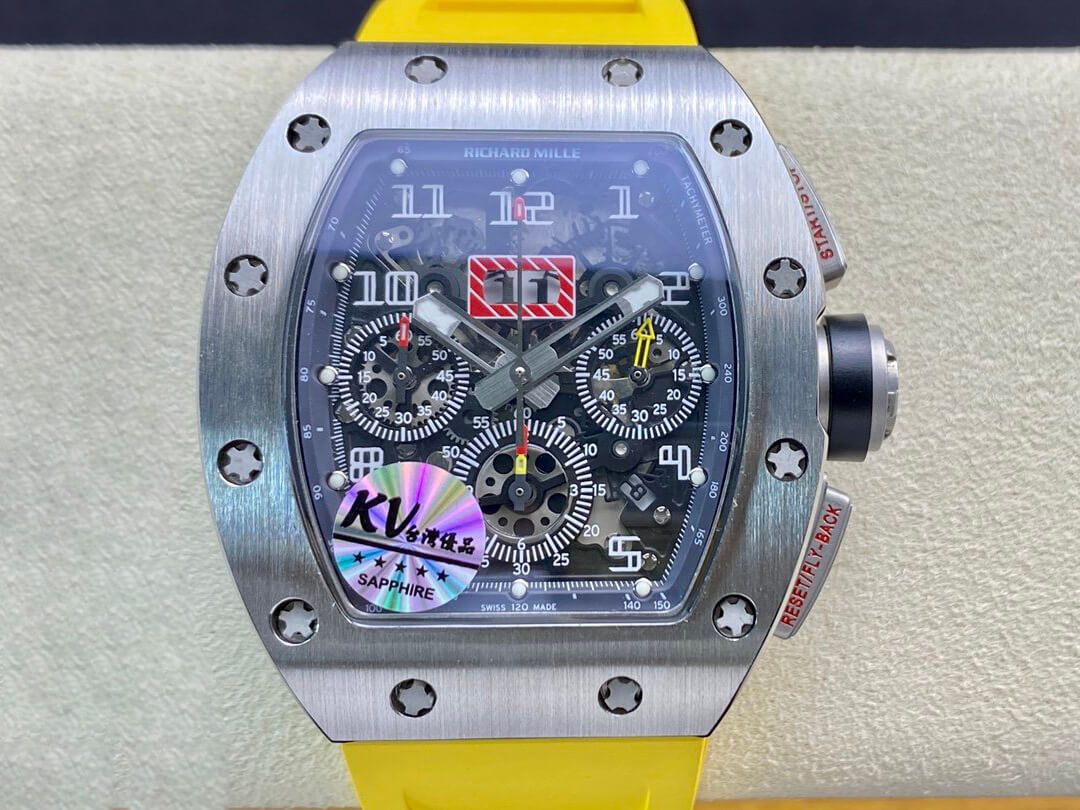 Replica Richard Mille RM11 1:1 Best Edition KV Factory Titanium Yellow Strap