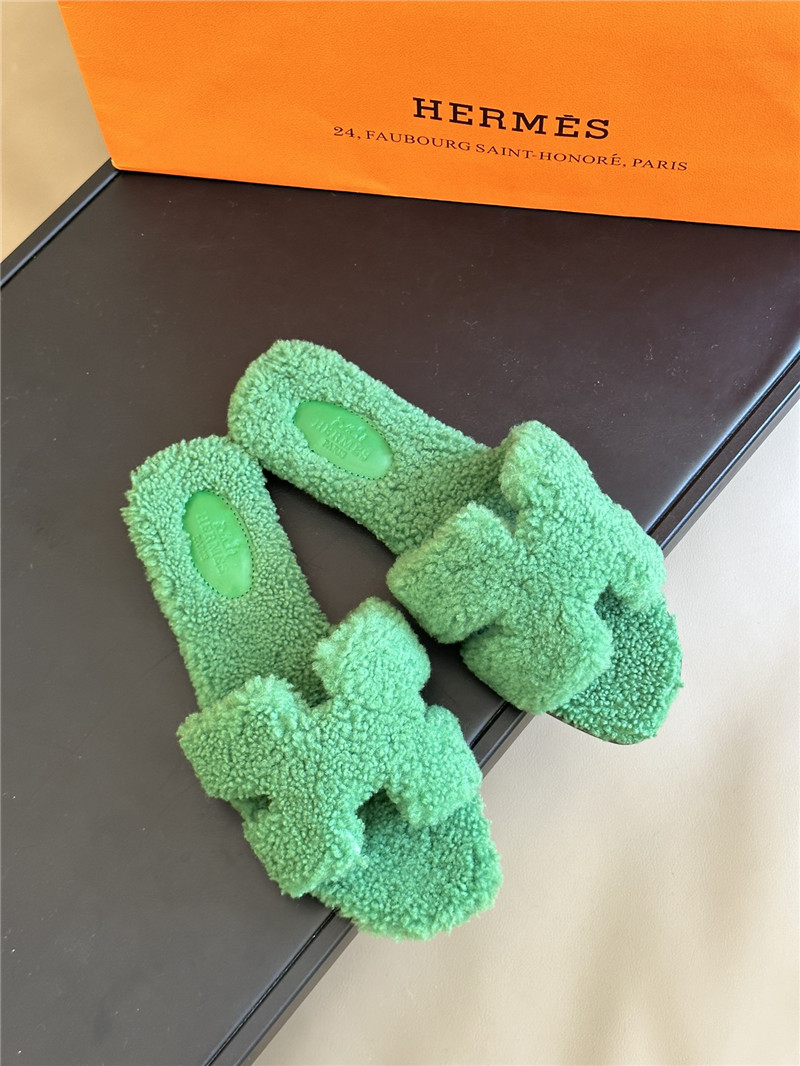 Best Replica Hermès fur roll cake hair H slippers - Colareps