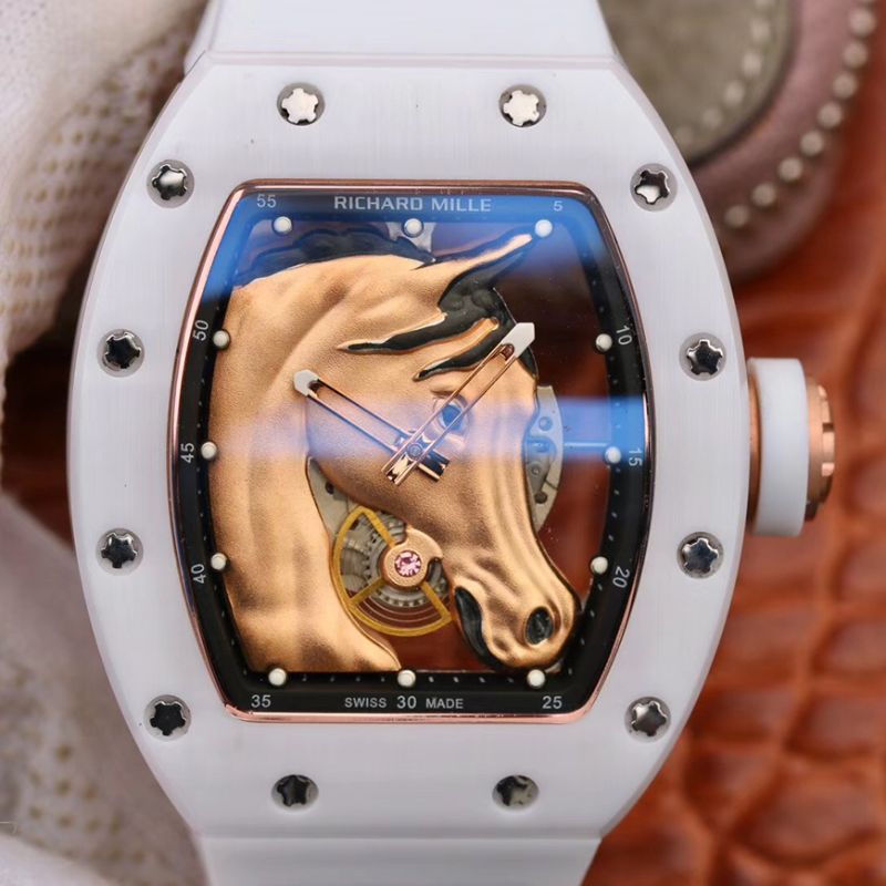 Replica Richard Mille Polo Club Saint Tropez RM52-02 KV Factory Mechanical Watches 1:1 Best Edition Swiss ETA8215 Gold Horse Dial
