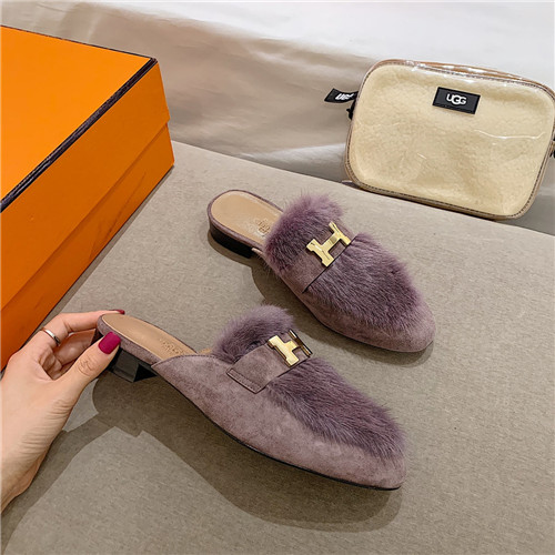 Best Replica hermes sheepskin mink loafers - Colareps