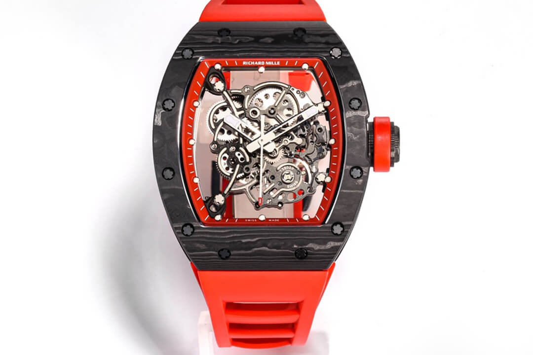 Replica Richard Mille RM055 NTPT 1:1 Best Edition BBR Factory Carbon Fiber Red Strap