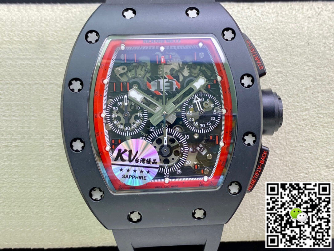 Best Replica Replica Richard Mille RM011 1:1 Best Edition KV Factory Ceramic Black Strap - Colareps