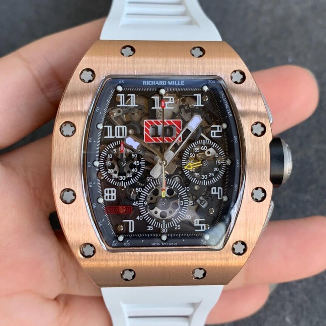 Replica Richard Mille RM11 1:1 Best Edition KV Factory Rose Gold White Strap