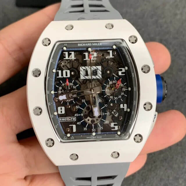 Replica Richard Mille RM-011 1:1 Best Edition KV Factory White Ceramic Case