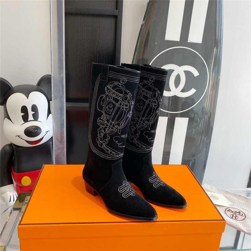 Best Replica hermes embroidered long boots - Colareps