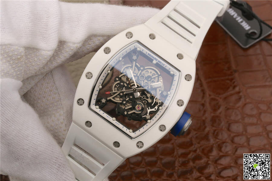 Replica Richard Mille RM055 1:1 Best Edition KV Factory Ceramic White Strap